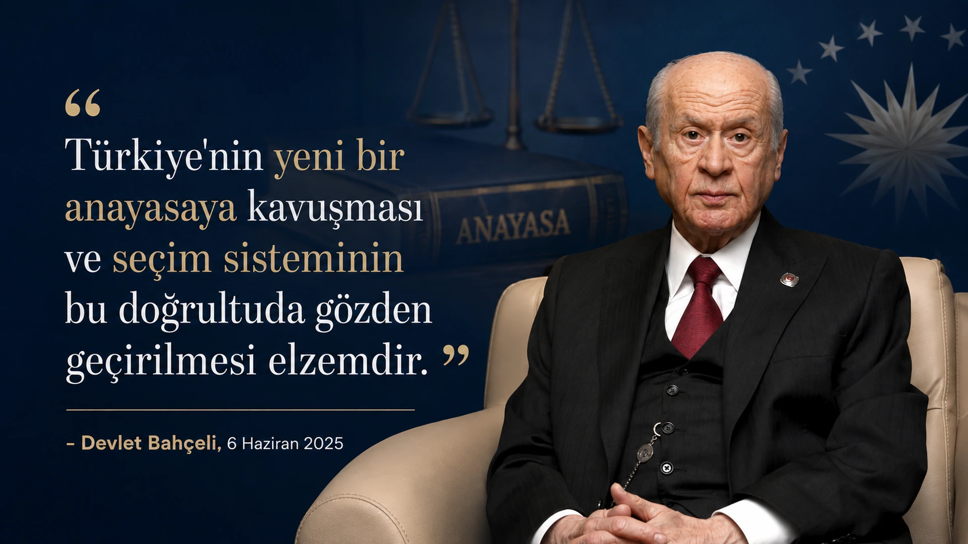 Devlet Bahçeli'nin yeni anayasa ve seçim sistemi vurgusunu içeren slider görseli